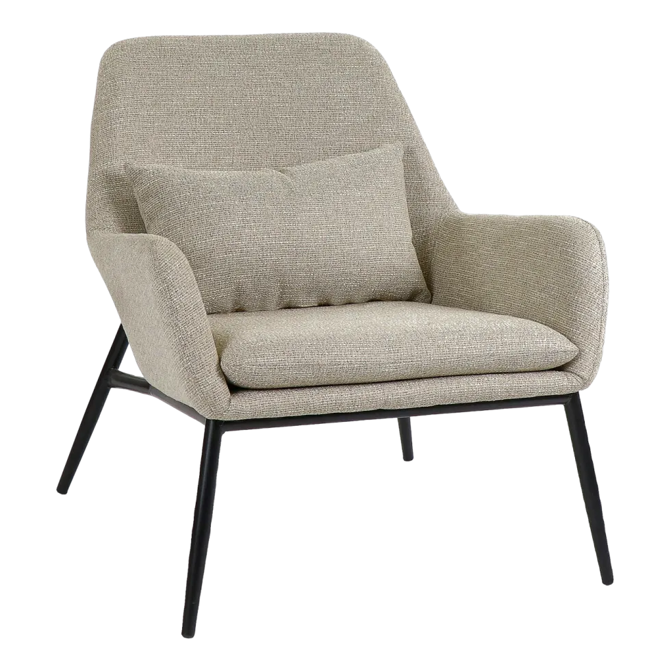 Grand fauteuil confort en tissu beige Hailey - Pomax