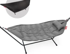 Hamac en acier noir et tissu gris rock avec coussin 270x138x110cm Headdemock Superb Deluxe - Fatboy