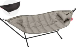 Hamac en acier noir et tissu gris taupe avec coussin 270x138x110cm Headdemock Superb Deluxe - Fatboy