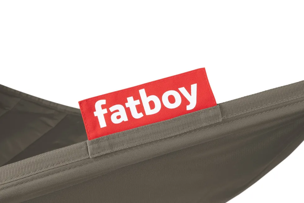 Hamac en acier noir et tissu gris taupe avec coussin 270x138x110cm Headdemock Deluxe - Fatboy