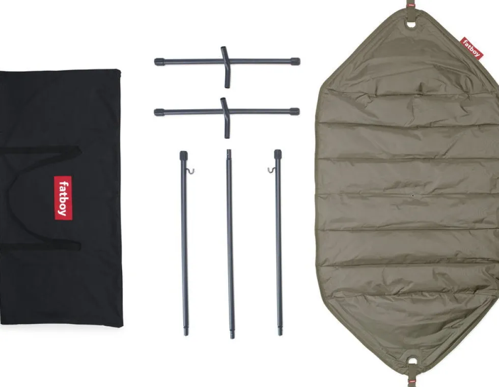 Hamac en acier noir et tissu gris taupe avec coussin 270x138x110cm Headdemock Deluxe - Fatboy
