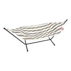 Hamac en acier noir et tissu rayé cacao 270x138x110cm Headdemock Superb - Fatboy