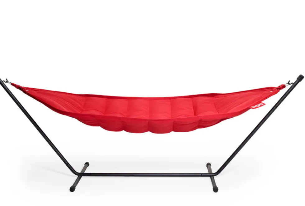 Hamac en acier noir et tissu rouge 270x138x110cm Headdemock Superb - Fatboy