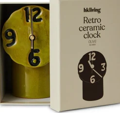 Horloge rétro en céramique olive 17,5cm - HKLIVING