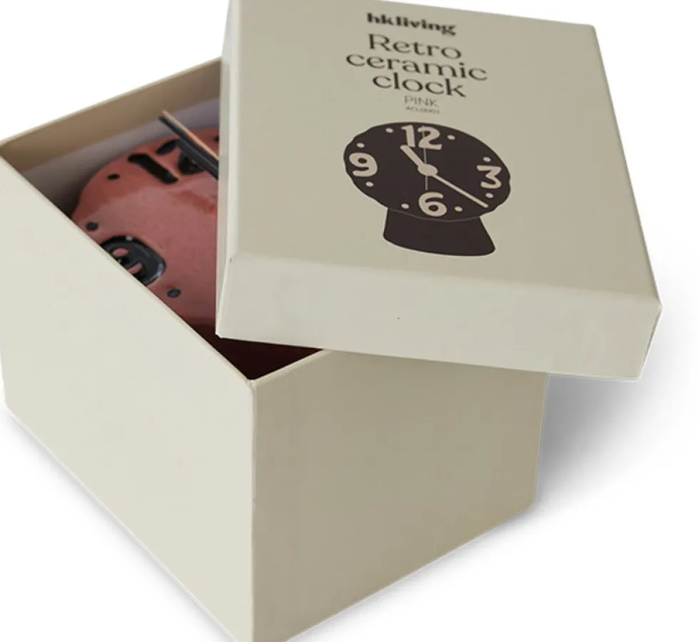 Horloge rétro en céramique rose 16,2cm - HKLIVING