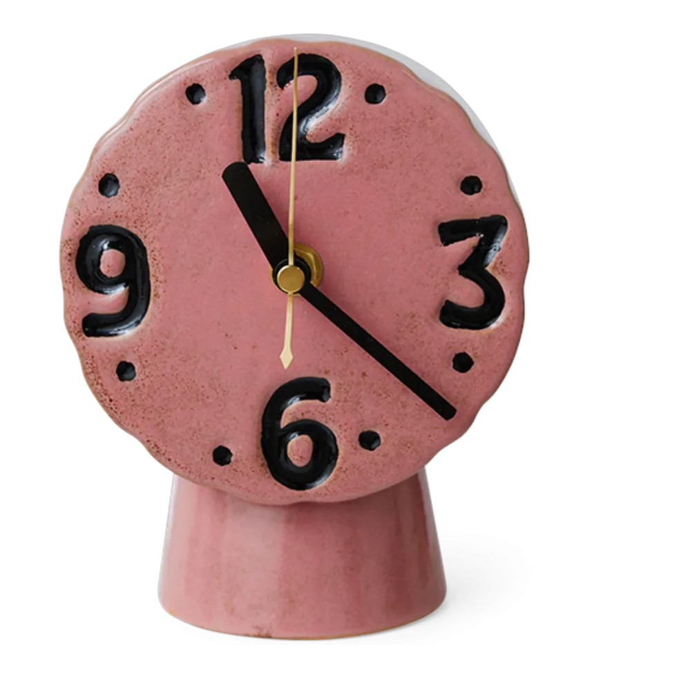 Horloge rétro en céramique rose 16,2cm - HKLIVING