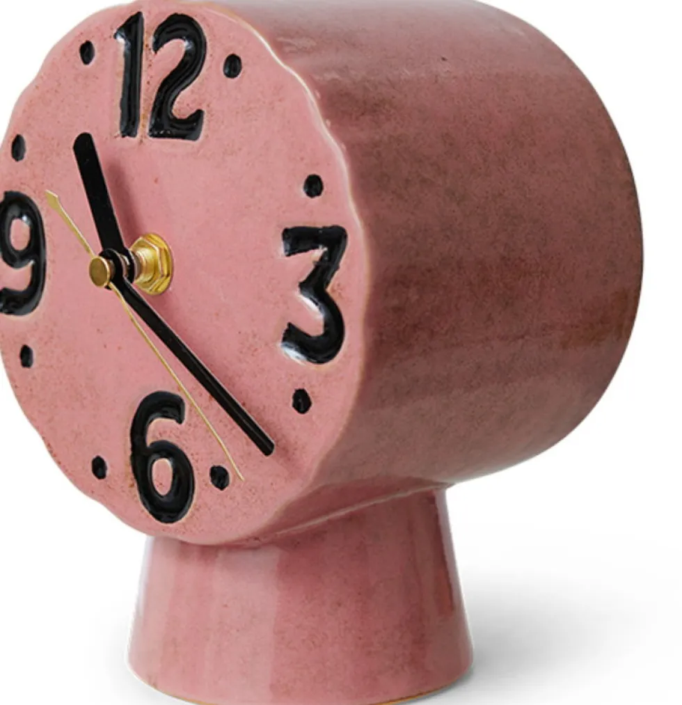 Horloge rétro en céramique rose 16,2cm - HKLIVING