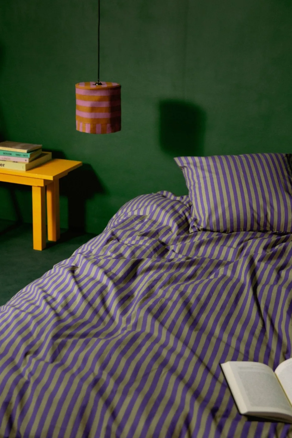Housse de couette lit individuel en popeline de coton bio à rayures bleu indigo 150 x 200 cm Sheldon - Nobodinoz