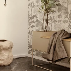 Jardinière avec pieds bas en métal beige Plant Box - Ferm Living