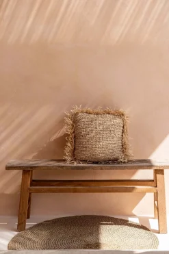 La housse de coussin en raphia carré - naturel - 60X60 - Bazar Bizar