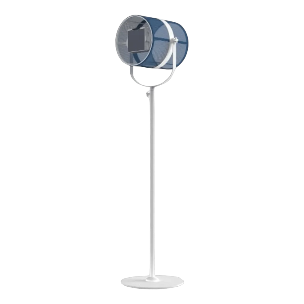 Lampadaire abat-jour bleu marine et pied blanc La Lampe Paris - Maiori