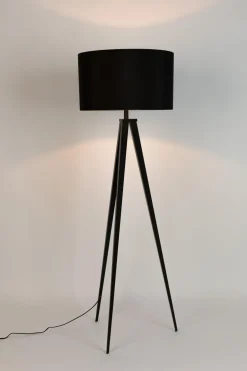 Lampadaire avec trépied en métal noir et abat jour en tissu noir 50x157cm Tripod - Zuiver