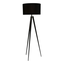 Lampadaire avec trépied en métal noir et abat jour en tissu noir 50x157cm Tripod - Zuiver