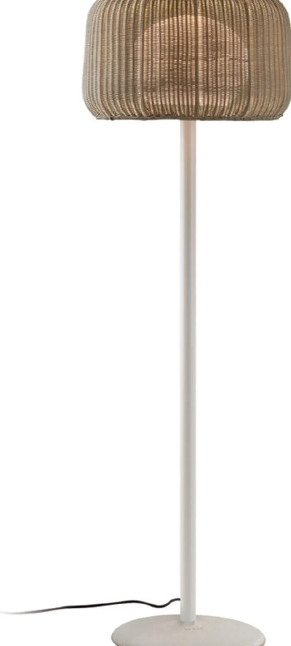 Lampadaire de jardin base en béton, structure blanche et abat-jour beige clair 165cm Fora - Bover