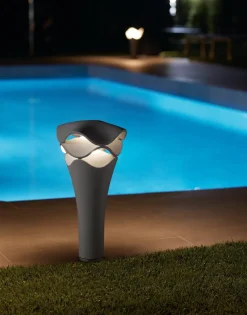 Lampadaire d'extérieur dimmable en polyuréthane gris pierre 77cm Cornet - Bover