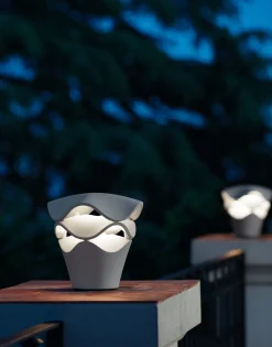 Lampadaire d'extérieur dimmable en polyuréthane gris pierre 52cm Cornet - Bover