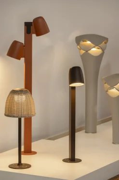 Lampadaire d'extérieur dimmable en polyuréthane gris pierre 52cm Cornet - Bover
