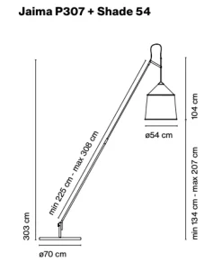 Lampadaire d'extérieur en acier et textile beige Jaima - Marset