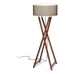 Lampadaire d'extérieur en bois et textile beige 53x140cm Cala - Marset