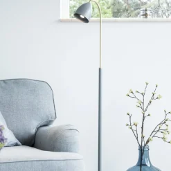 Lampadaire dimmable en laiton et métal blanc Deluxe - Belid