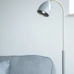 Lampadaire dimmable en laiton et métal gris Deluxe - Belid