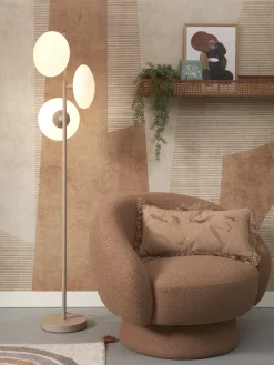 Lampadaire 3 disques en verre blanc et sable 161cm Sapporo - It's about Romi