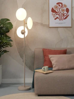 Lampadaire 3 disques en verre blanc et sable 161cm Sapporo - It's about Romi