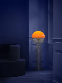 Lampadaire en acier chromé et plastique orange Wire - Verpan