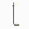 Lampadaire en acier chromé marron et plastique blanc 38x135cm Lauro - Marset