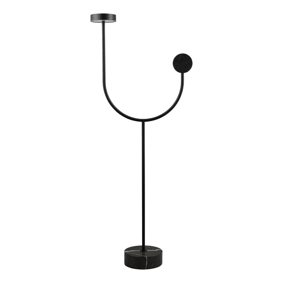 Lampadaire en acier et base en marbre noir 127 cm Grasil - AYTM