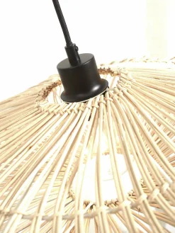 Lampadaire en bambou blanc avec abat-jour en bois blanc 150x40 cm Zanzibar - Good & Mojo