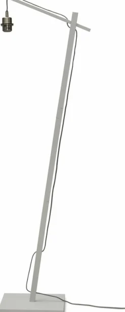 Lampadaire en bambou blanc avec abat-jour en bois naturel 150x25 cm Hokkaido - Good & Mojo