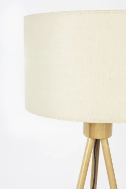 Lampadaire en bambou et coton blanc 155cm Fan - Zuiver