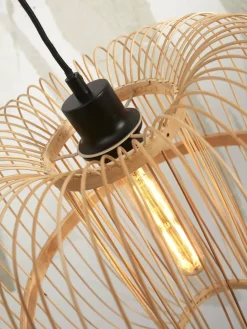 Lampadaire en bambou naturel avec abat-jour en bois naturel 176x38 cm Hokkaido - Good & Mojo