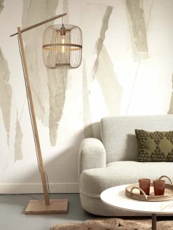 Lampadaire en bambou naturel avec abat-jour en bois naturel 176x38 cm Hokkaido - Good & Mojo