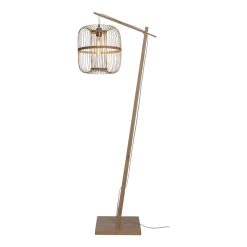 Lampadaire en bambou naturel avec abat-jour en bois naturel 176x38 cm Hokkaido - Good & Mojo