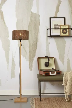 Lampadaire en bambou naturel avec abat-jour en bois naturel 125x30 cm Iguazu - Good & Mojo