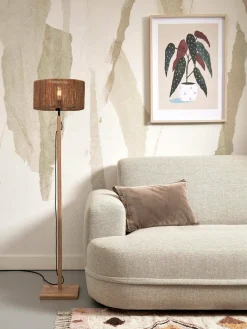 Lampadaire en bambou naturel avec abat-jour en bois naturel 125x30 cm Iguazu - Good & Mojo