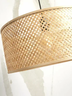 Lampadaire en bambou naturel avec abat-jour en bois naturel 150x32 cm Java - Good & Mojo