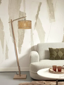 Lampadaire en bambou naturel avec abat-jour en bois naturel 150x32 cm Java - Good & Mojo