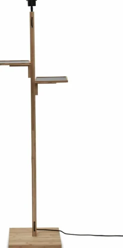 Lampadaire en bambou naturel avec abat-jour en bois noir et naturel 160x40 cm Bhoutan - Good & Mojo