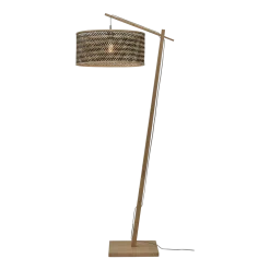 Lampadaire en bambou naturel avec abat-jour en bois noir et naturel 176x50 cm Java - Good & Mojo