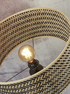 Lampadaire en bambou naturel avec abat-jour en bois noir et naturel 145x50 cm Java - Good & Mojo