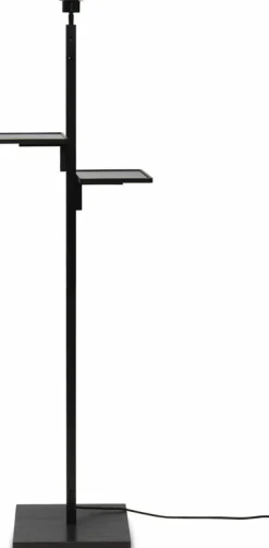 Lampadaire en bambou noir avec abat-jour en bois noir et naturel 160x40 cm Bhoutan - Good & Mojo