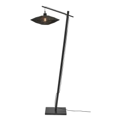 Lampadaire en bambou noir avec abat-jour en bois noir 150x40 cm Iguazu - Good & Mojo