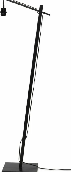 Lampadaire en bambou noir avec abat-jour en bois noir 150x40 cm Iguazu - Good & Mojo