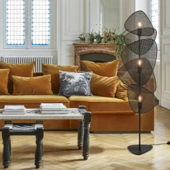 Lampadaire en cannage noir 50 x 27 x 179 cm Screen - Market set