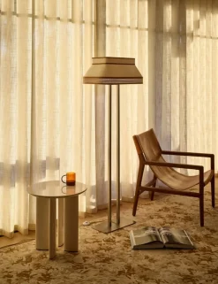 Lampadaire en coton et papier beige crème Square - Market Set
