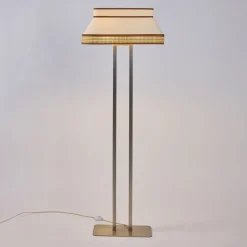 Lampadaire en coton et papier beige crème Square - Market Set