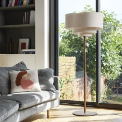 Lampadaire en en métal et en tissu crème 174 cm Pebble - Market set